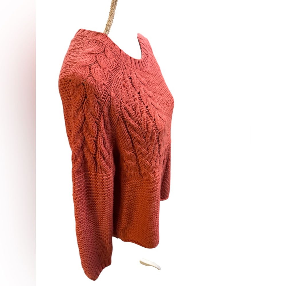 Time and Tru Women's Cable Knit Sweater - Rust - Picture 3 of 5